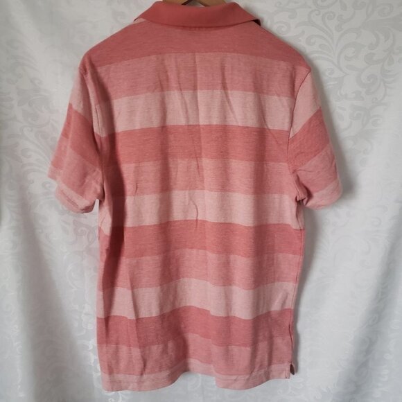 Perry Ellis Men's Top  Collar Size Large Salmon Horizonal stripes Casual - Picture 2 of 7